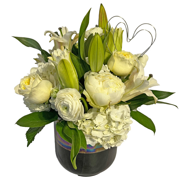 Premium White Heart Floral Arrangement