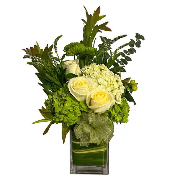 Classic Green and White Flower Arrangement