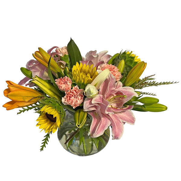 Sunflower and Lily Floral Arrangement
