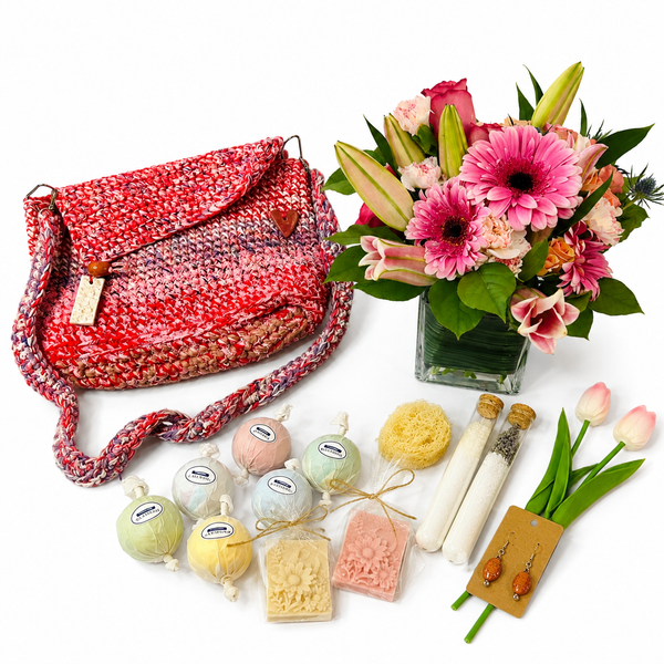 Pink Beauty Gift Basket and Flowers