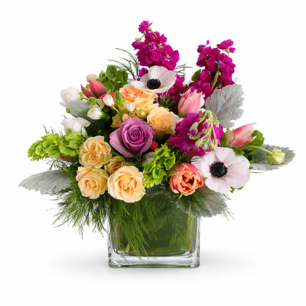 Burgundy and Lime Floral Arrangement